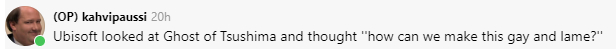 Юбисофт посмотрели на игру Призрак Цузимы и подумали "Как сгеить и синвалидить эту игру?"