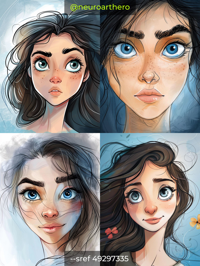 female face --ar 3:4 --sref 49297335