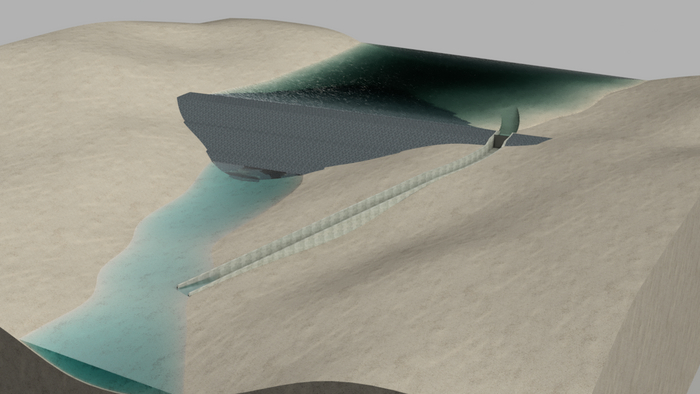 Рисунок 3 - Вот у нас есть рельеф, речка, и бах! Мы строим водохранилище.