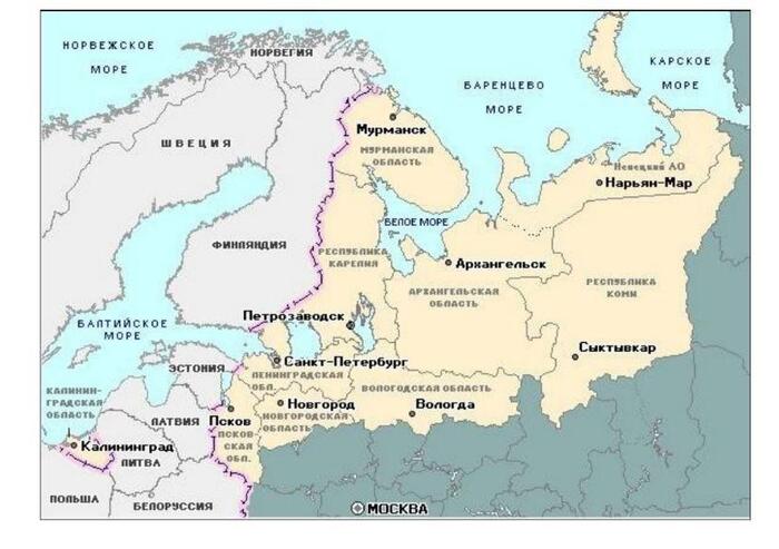 Граничит с Эстонией, Норвегией и Финляндией