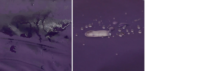 Ткань мембранной куртки без пропитки (пропитывается водой), и с пропиткой (отталкивает воду)