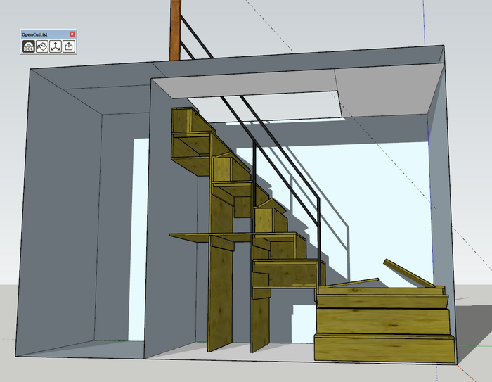 проект в скетчапе. в левом верхнем углу видно шикарное расширение "open cut list".