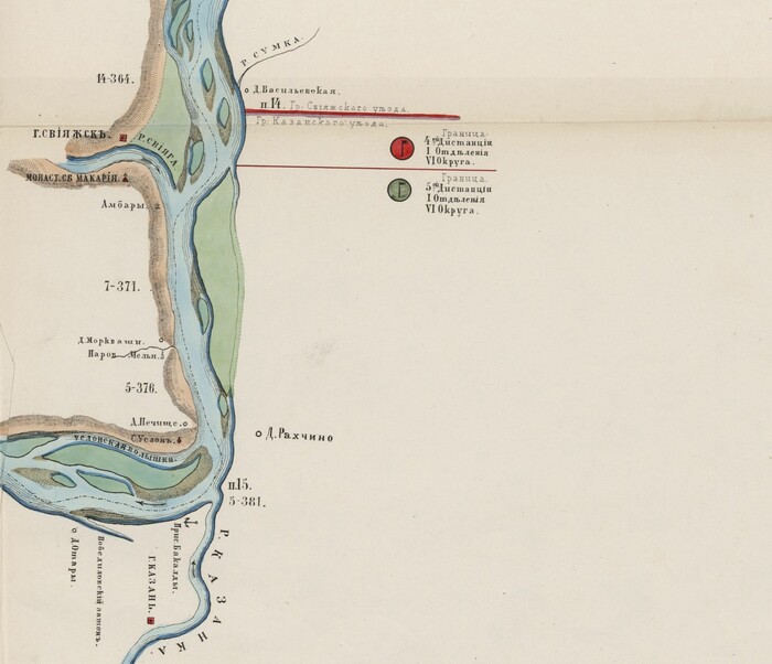 Специальная карта реки Волги между Нижним Новгородом и Казанью 1868 года.