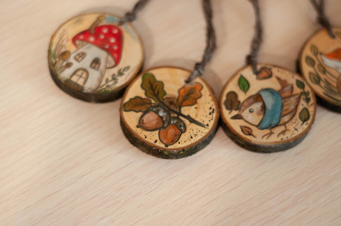 Декор на спилах, подвески интерьерные Ручная работа, Рукоделие, Рукоделие без процесса, Начинающий фотограф, Декор, Роспись по дереву, Панно, Интерьерная живопись, Длиннопост