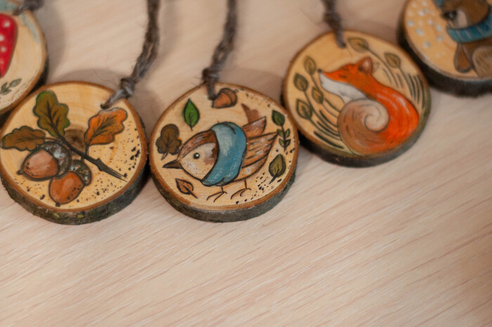 Декор на спилах, подвески интерьерные Ручная работа, Рукоделие, Рукоделие без процесса, Начинающий фотограф, Декор, Роспись по дереву, Панно, Интерьерная живопись, Длиннопост