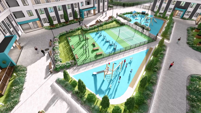 Рендер спортивной и детской площадки