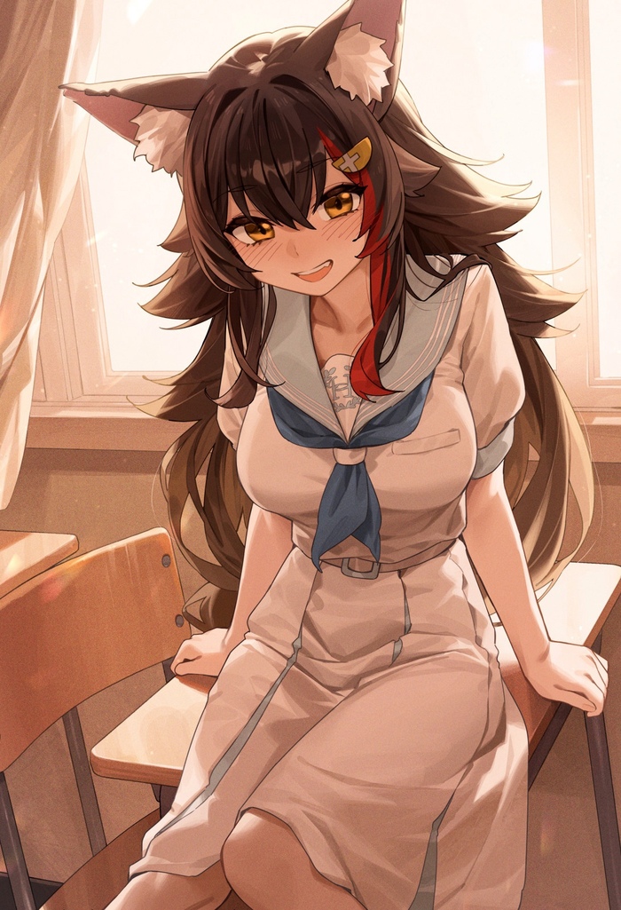Mio , Anime Art, Hololive, Ookami Mio, Virtual YouTuber, Animal Ears