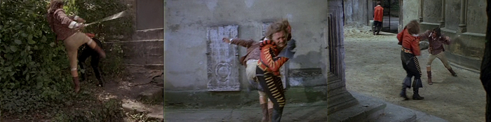 Третьим противником был Де Жюссак, которого Д'Артаньян немного бьёт а потом закалывают.