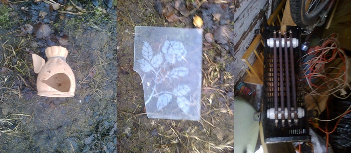 роза - часть витражного светильника. Он был упакован в коробку, но оказался на улице.