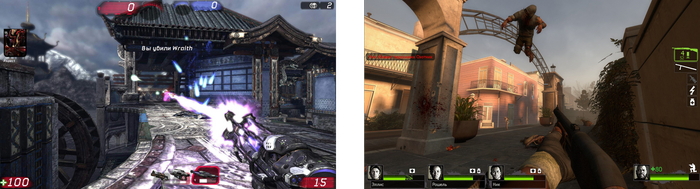 Симметричные: Unreal Tournament III. Ассиметричные: Left 2 Dead 2