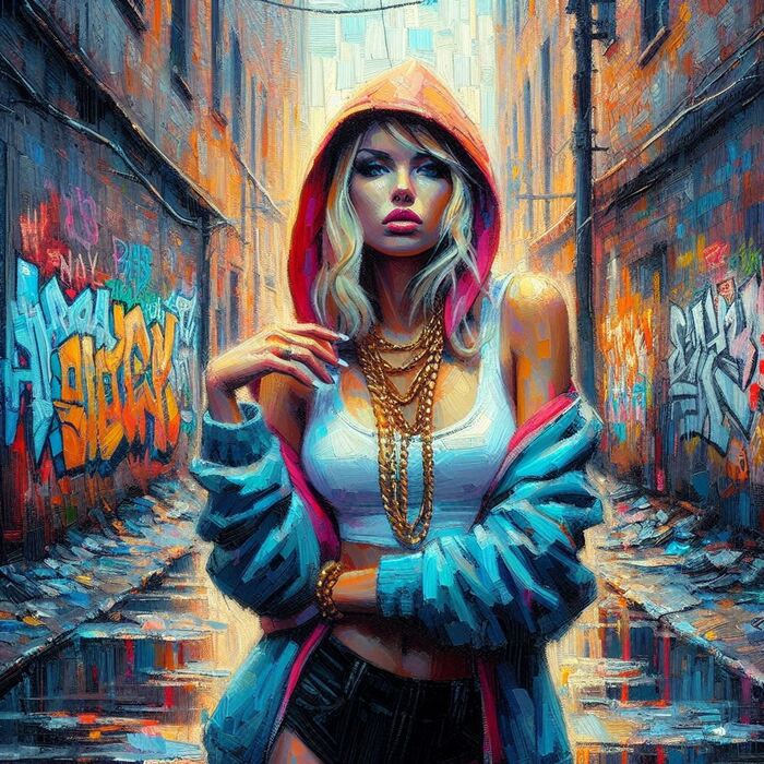 Bad girl  , , , Lady, Dall-e, ,   , 2D, 