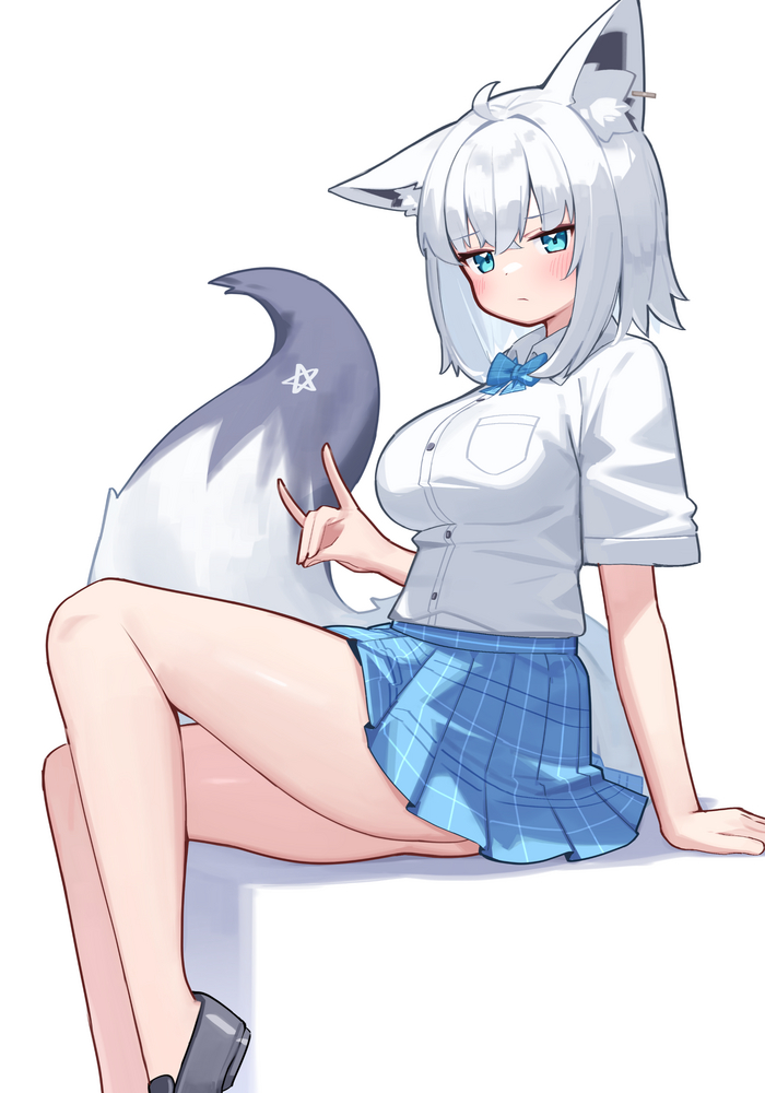 Fubuki Anime Art, , Virtual YouTuber, Hololive, Shirakami Fubuki, Animal Ears, , Deaver