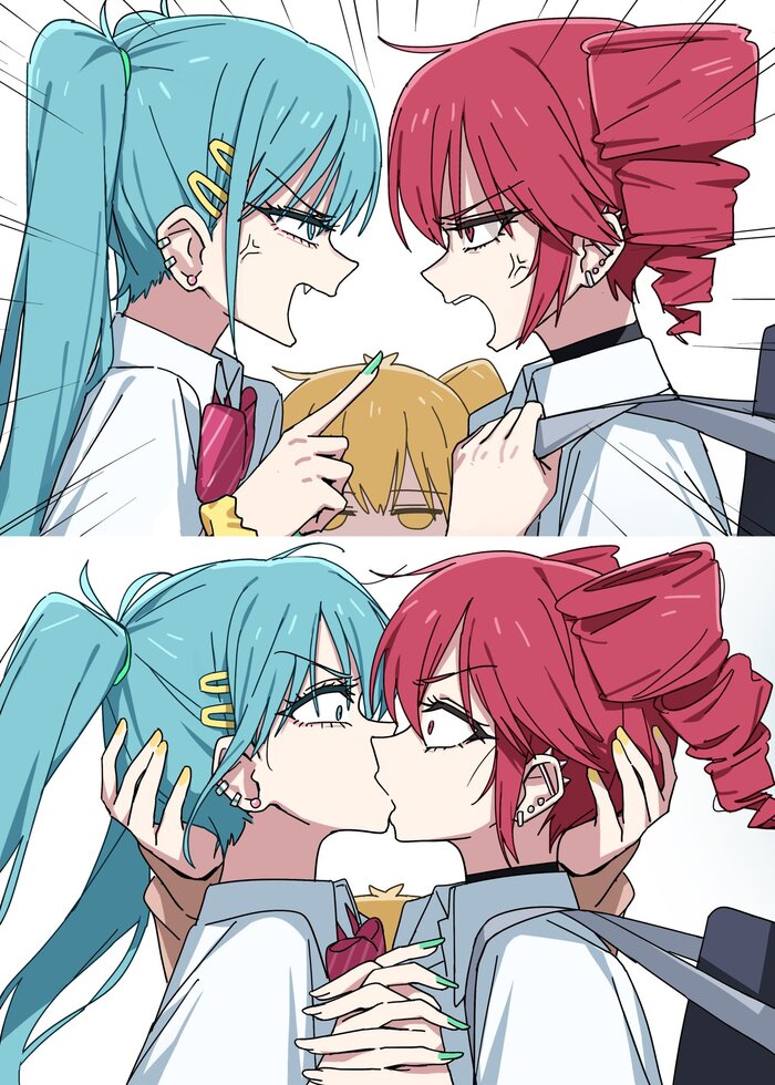 Now kiss Anime Art, , Utau, Vocaloid, Akita Neru, Hatsune Miku, Kasane Teto, Now kiss, ,   , Twitter ()