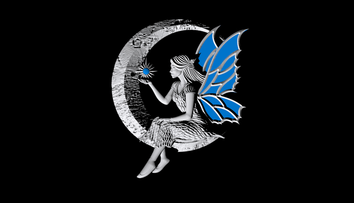 В Работе . 3д модель . Кулон Лунная Фея