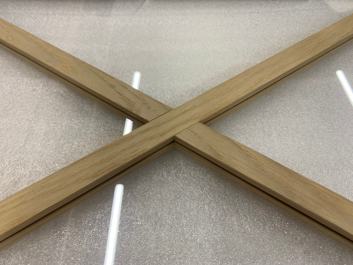 Декоративная раскладка из массива дуба на стекло распашного, кухонного фасада из окрашенного эмалью МДФ Мастерская, Изготовление, Рукоделие с процессом, Стекло, Станок, Работа с деревом, Столярка, Длиннопост