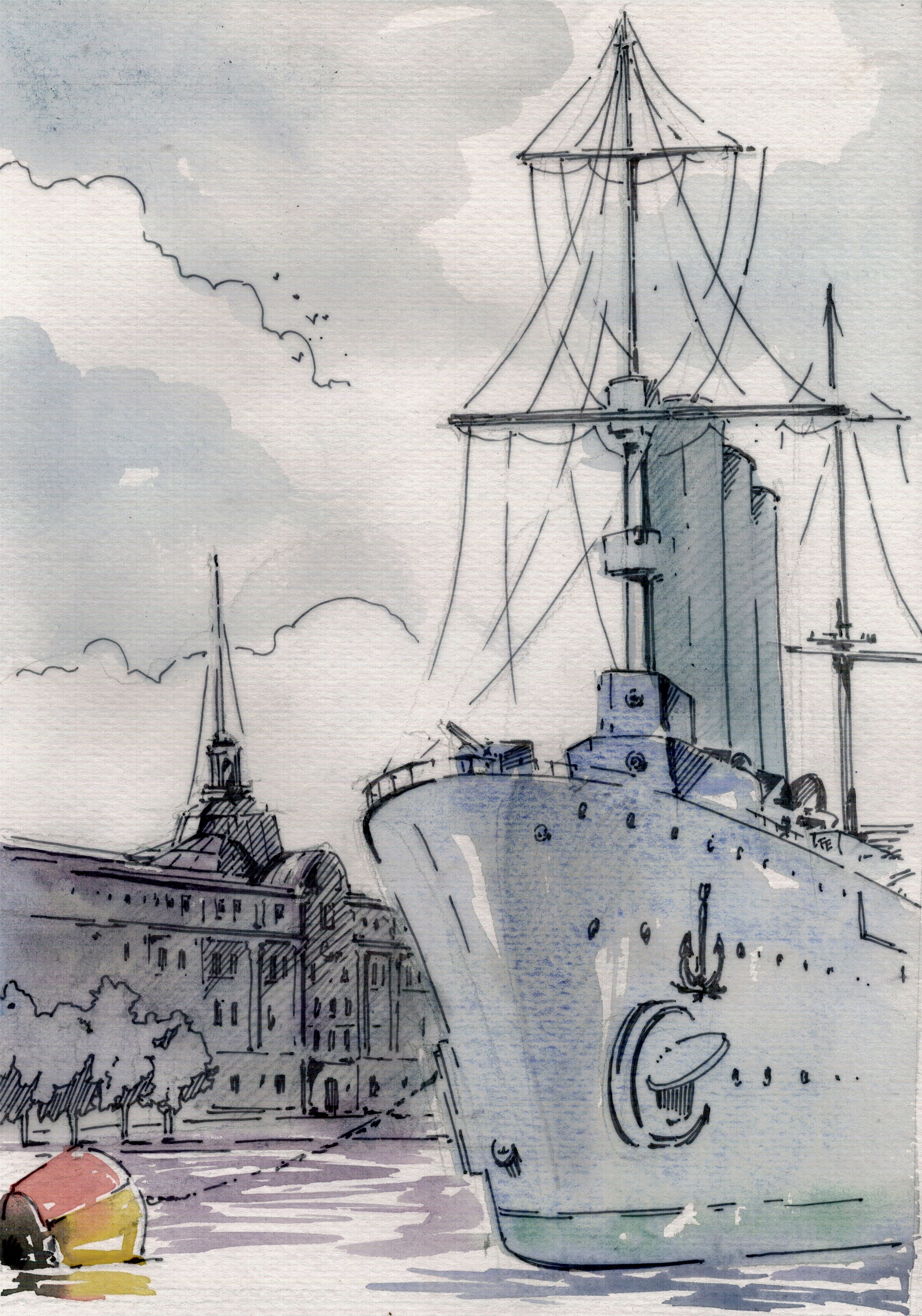 Корабль Санкт-Петербург рисунок
