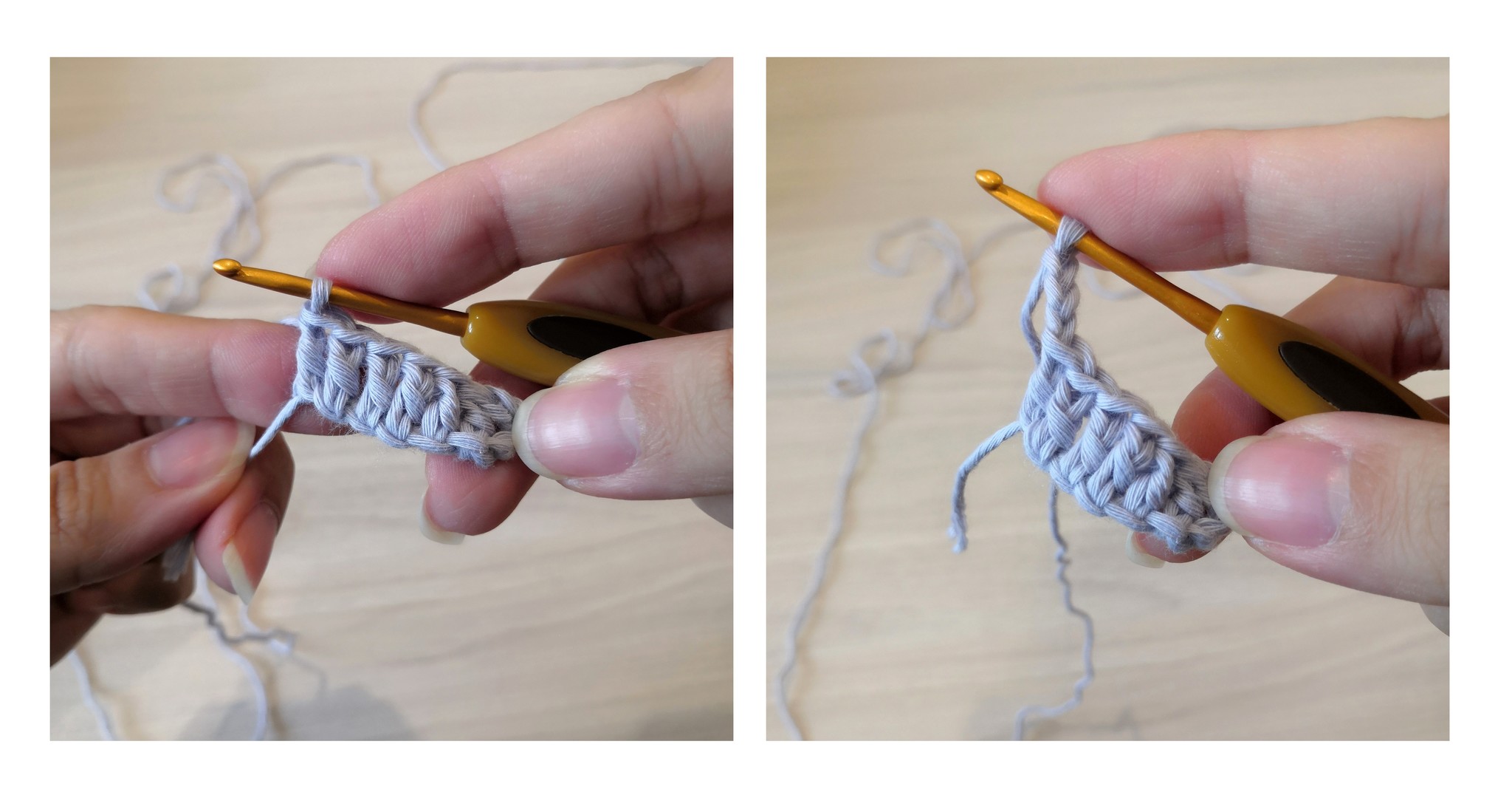 Четыре варианта провязывания столбиков без накида. Вязание крючком для начинающих.