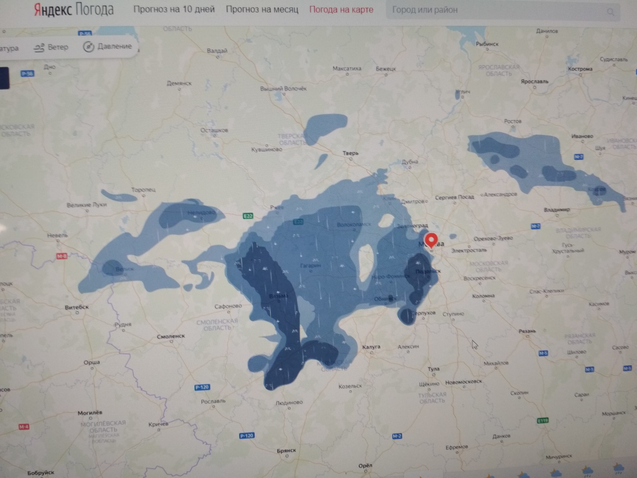 Карты погода осадки дождь. Погода в Москве на карте.
