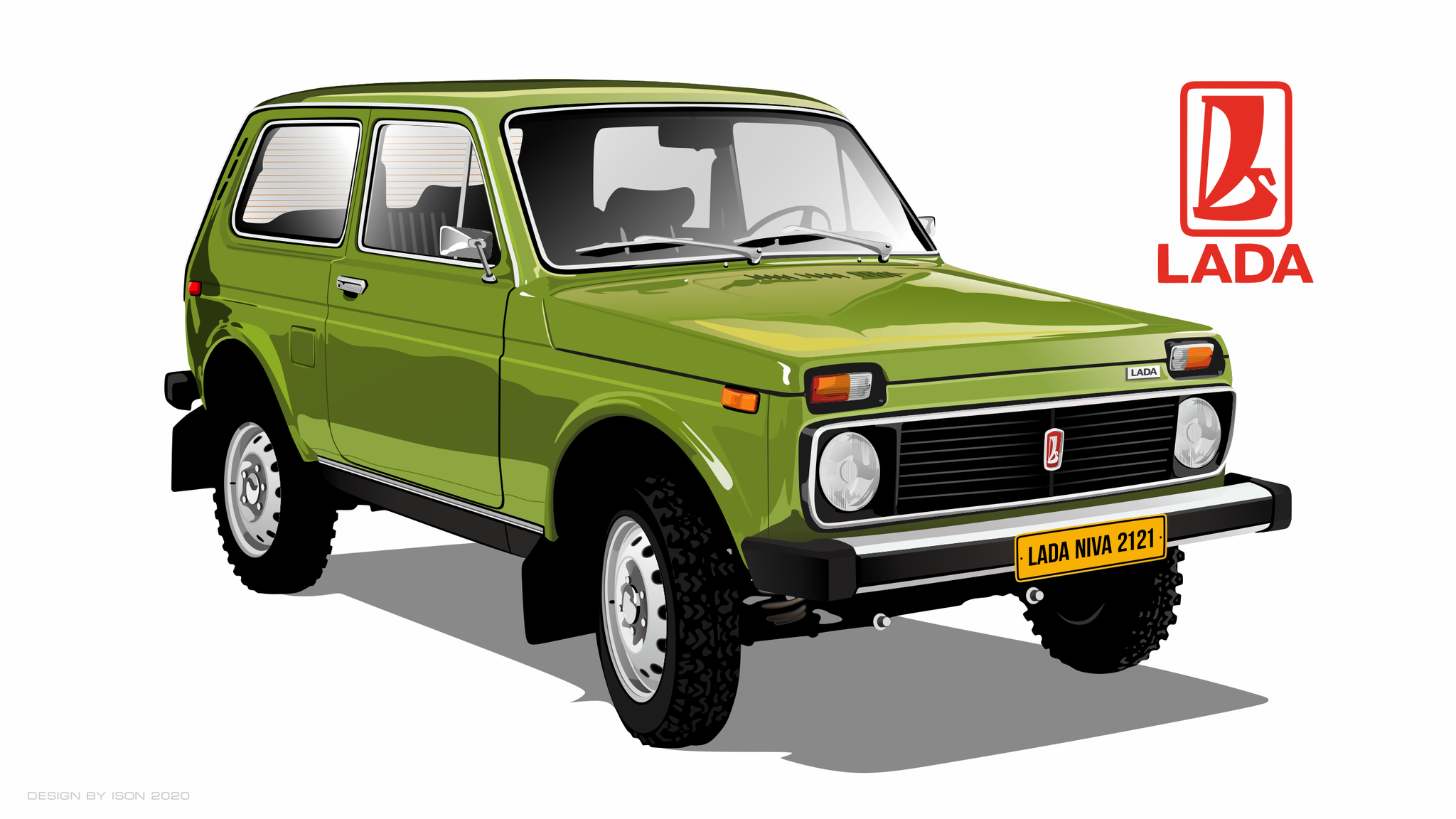 ВАЗ (Lada) 2121 Нива 1977. Векторный рисунок в CorelDRAW | Пикабу