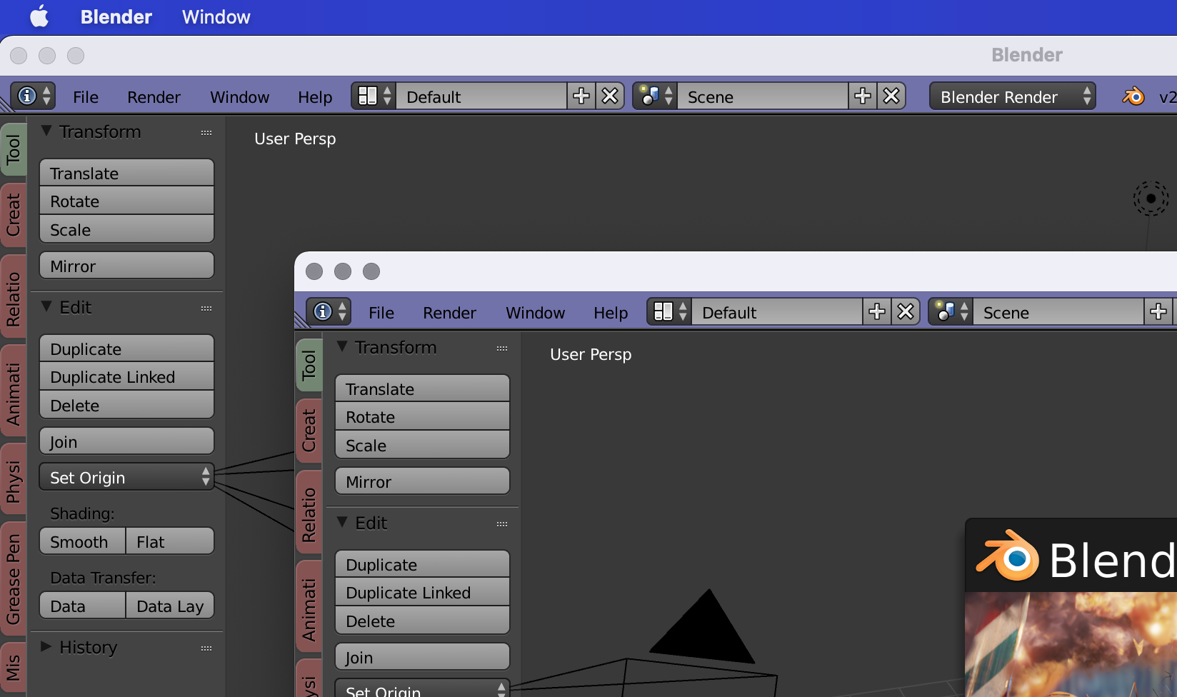 Открыть несколько окон Blender в OSX | Пикабу