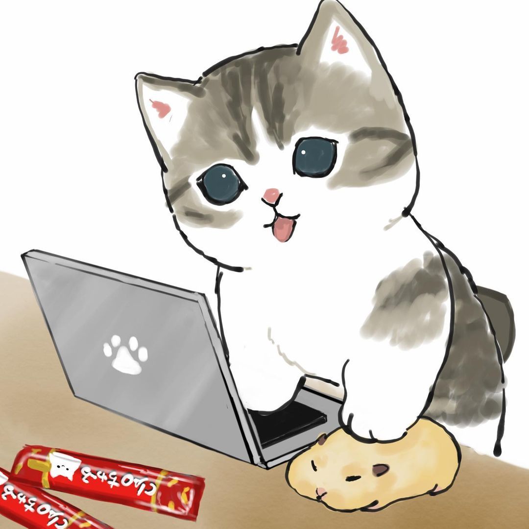 Кот за компьютером рисунок
