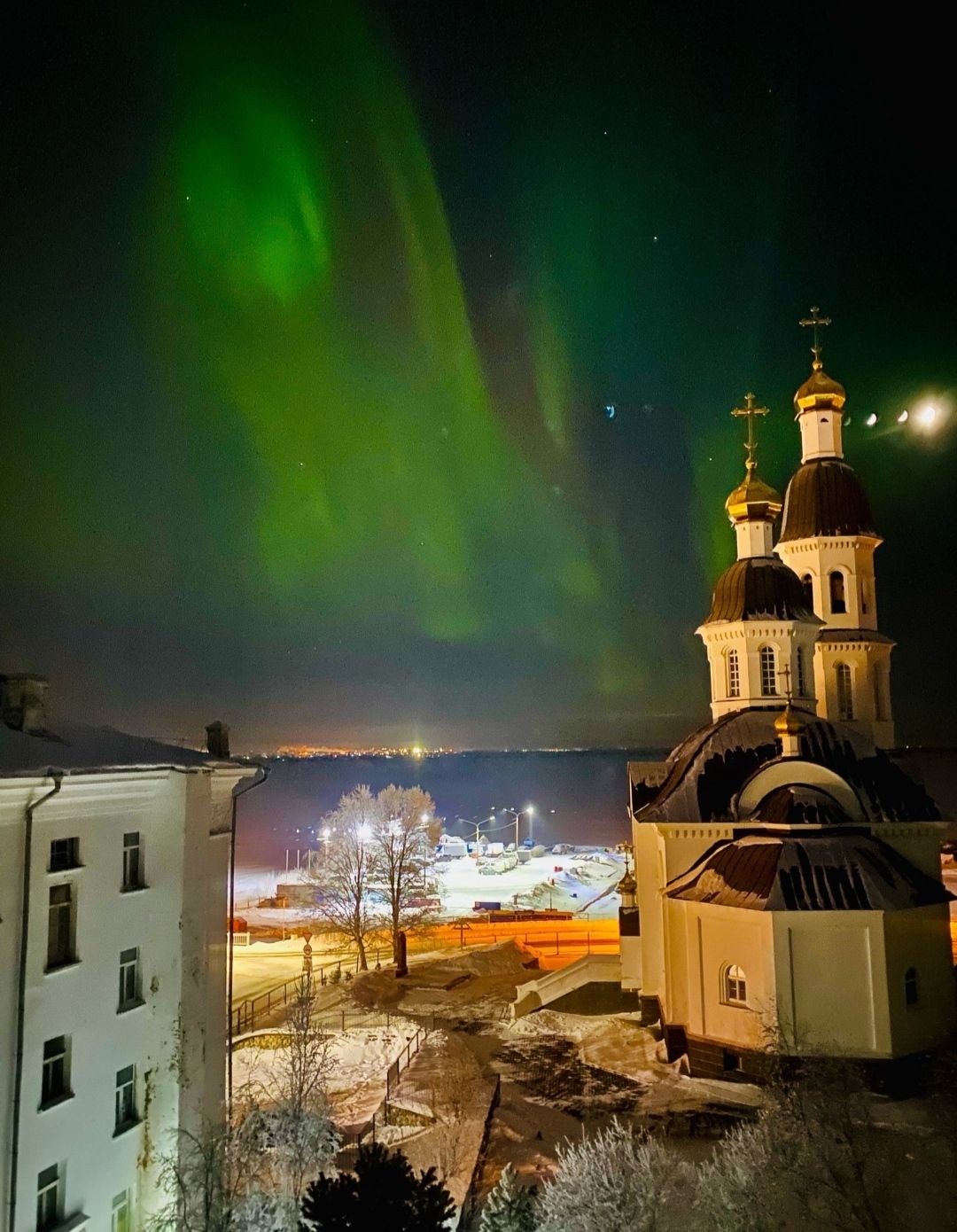 Северное сияние в Архангельске | Пикабу