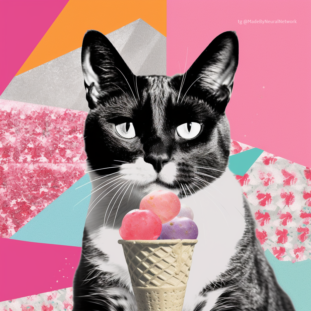 Коты едят мороженое, коллаж | Пикабу