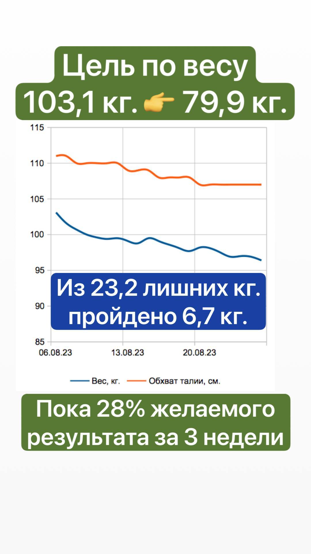 3 неделя - минус 6,7 кг. веса и минус 4 см. обхвата талии | Пикабу