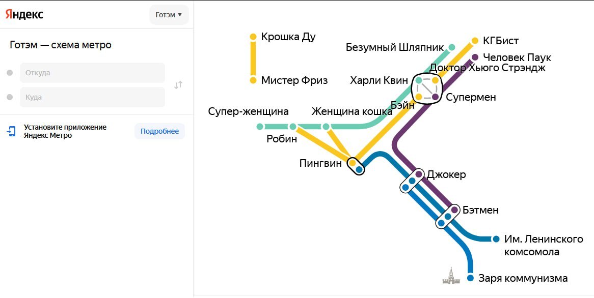 Схема Метро Готэма | Пикабу