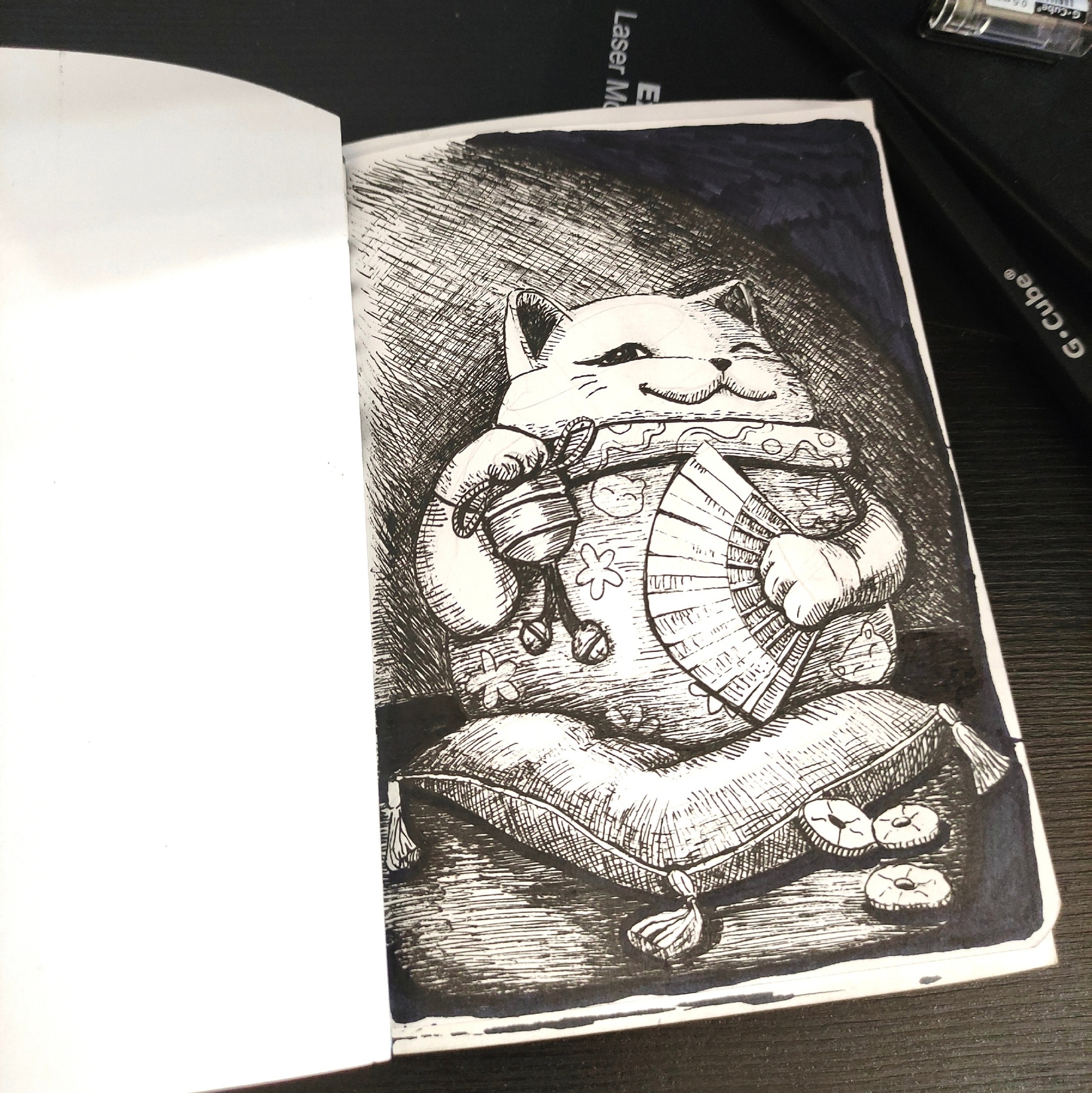 Inktober - удача и котик манеки неко | Пикабу