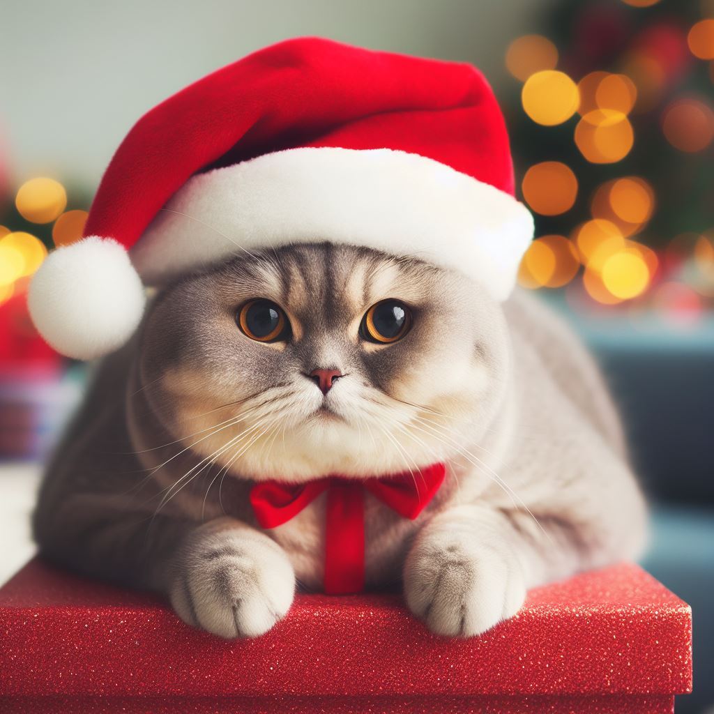 Толстый новогодний кот | Пикабу