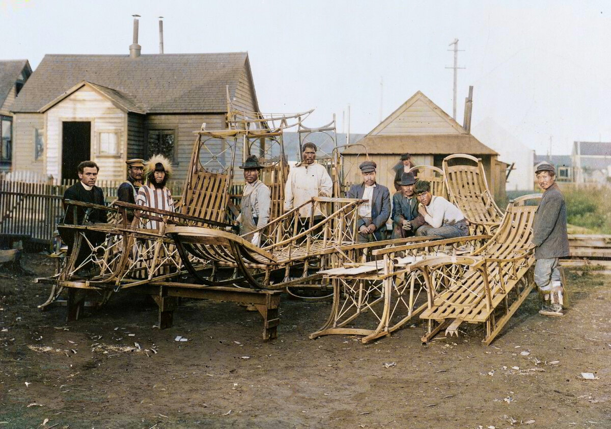 Эскимосы во времена золотой лихорадки на Аляске. 20 раскрашенных фотографий  | Пикабу