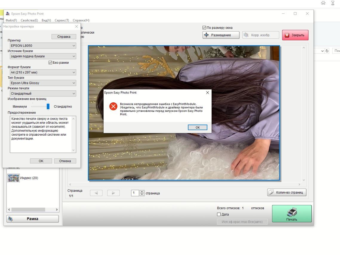 Epson Eashy Photo Print не работает с Epson l8050 (l8058) | Пикабу