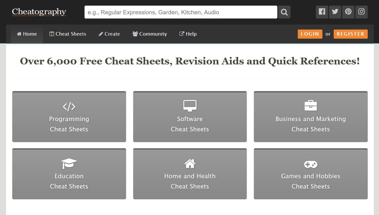 Сайт с 6000 шпаргалками для разных целей | Пикабу
