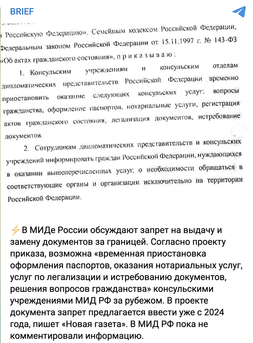 В МИД обсуждают запрет на выдачу и замену документов для россиян за  границей — правда или фейк? | Пикабу