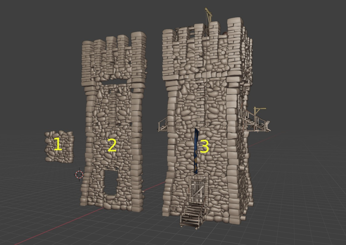 Как разрушить в Блендере 3D средневековую каменную башню ? | Пикабу