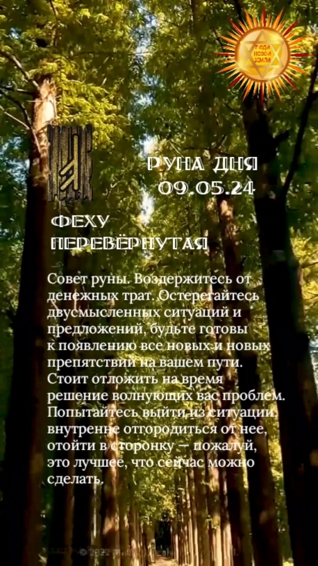 Руна дня 09.05.24 ФЕХУ перевёрнутая